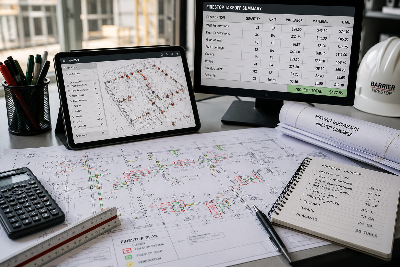 Firestop takeoffs and estimating